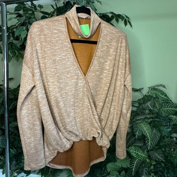 Choker Neck Surplice Top - Picture 1 of 4